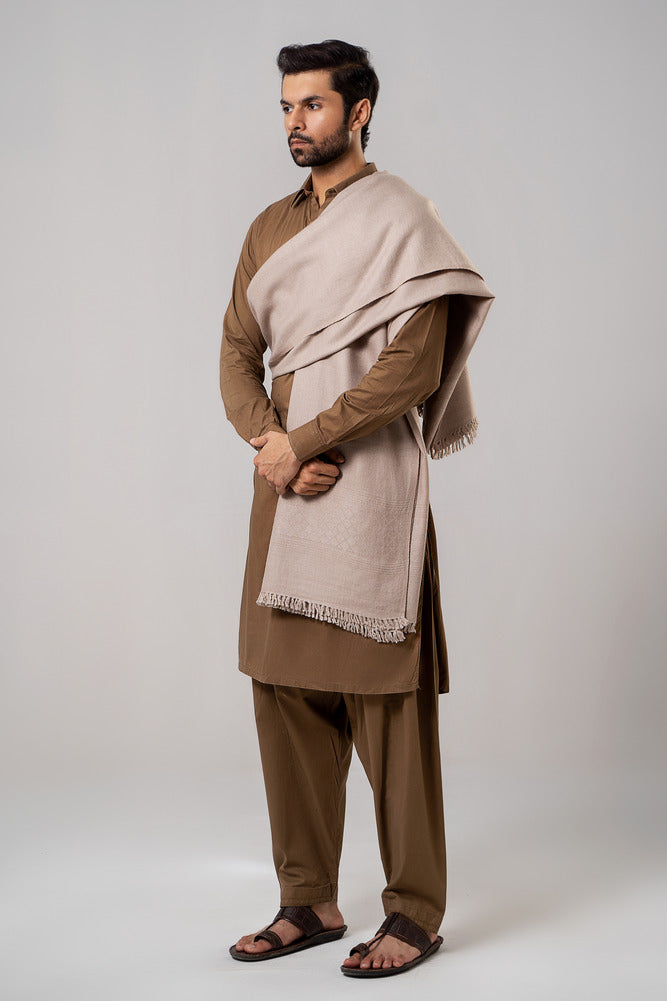 Self Border Kashmiri Shawl