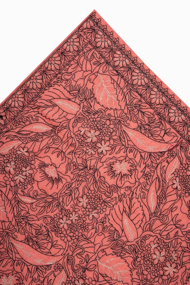Kashmiri Floral Jaal  Coral Red